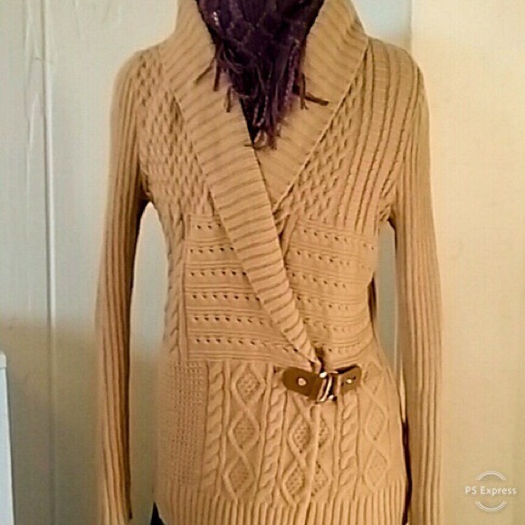 ralph lauren camel cardigan